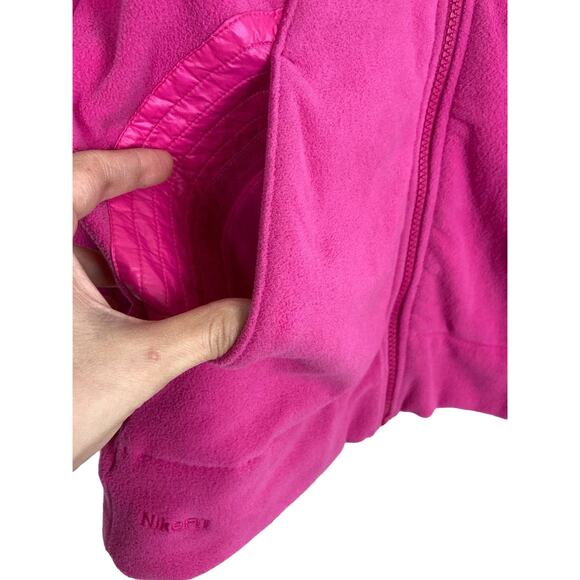Nike ACG Jacket Pink Fleece Full Zip Sweater Pockets Warm Layer Hot Pink Small - Picture 6 of 14